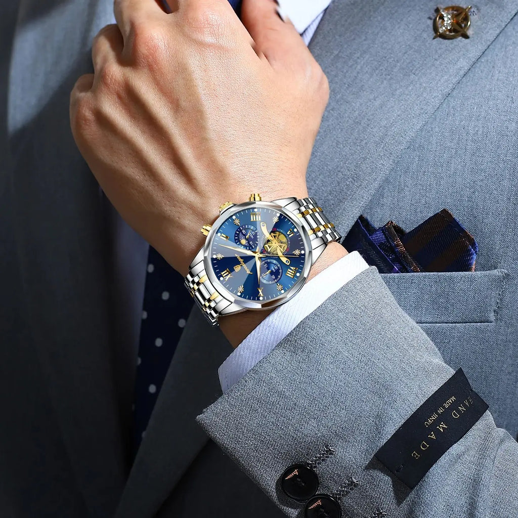 POEDAGAR Original Luxury Men's Watch Waterproof Luminous Chronograph Men Wristwatch Stainless Steel Quartz Watches For Man Reloj