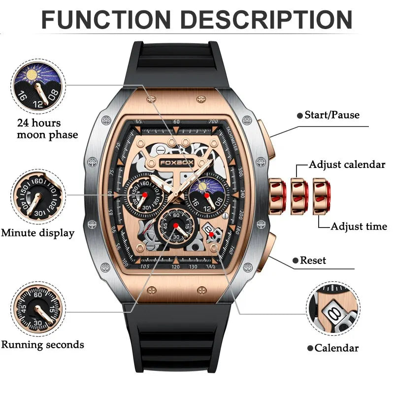 Men’s Luxury Sports Quartz Chronograph Watch Waterproof