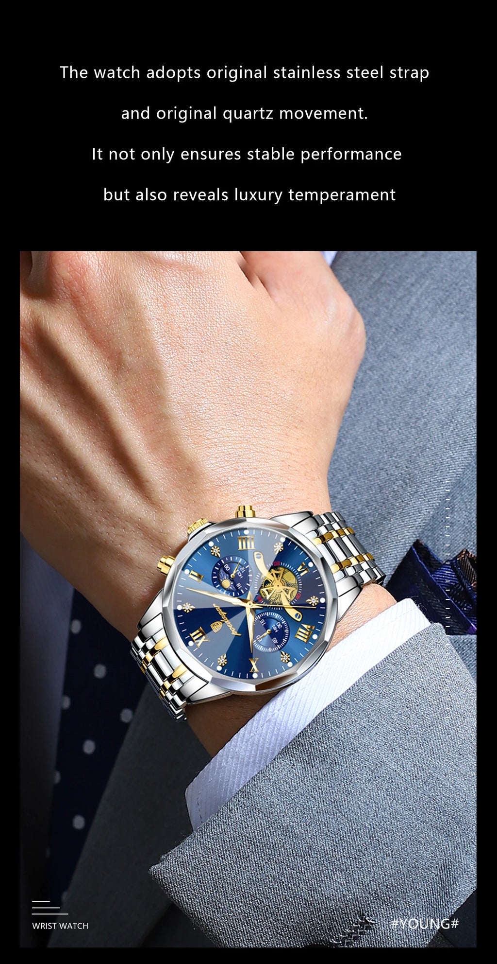 POEDAGAR Original Luxury Men's Watch Waterproof Luminous Chronograph Men Wristwatch Stainless Steel Quartz Watches For Man Reloj