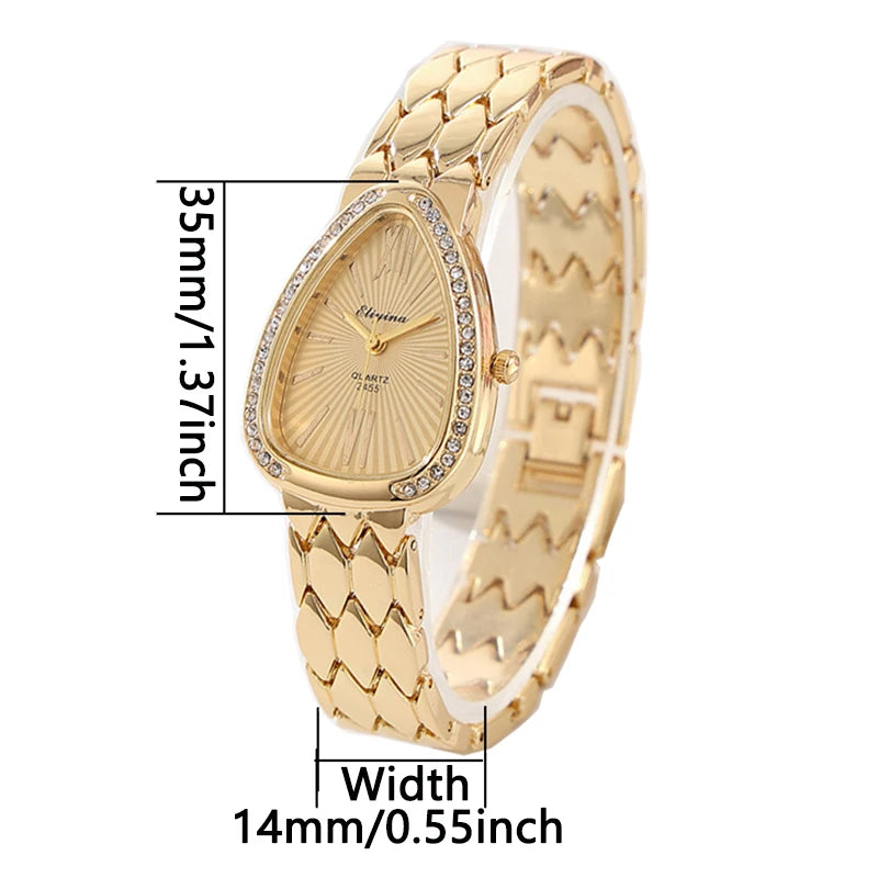 Casual Bracelet Snake-Shaped Oval Quartz Women's Fashion Versatile Exquisite Diamond-Encrusted Watch Women's Watch